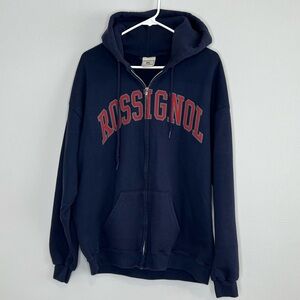 Rossignol Vintage 90s Blue Red Logo Full Zip Hoodie XL Lee Heavyweight Skiing